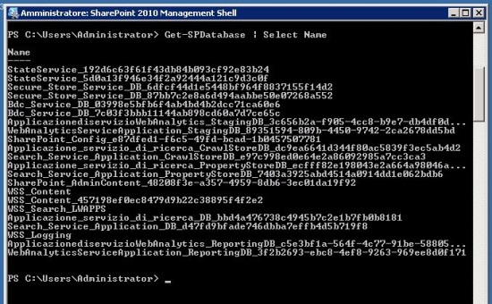 Visualizzare l'elenco dei database utilizzati in una farm di SharePoint 2010